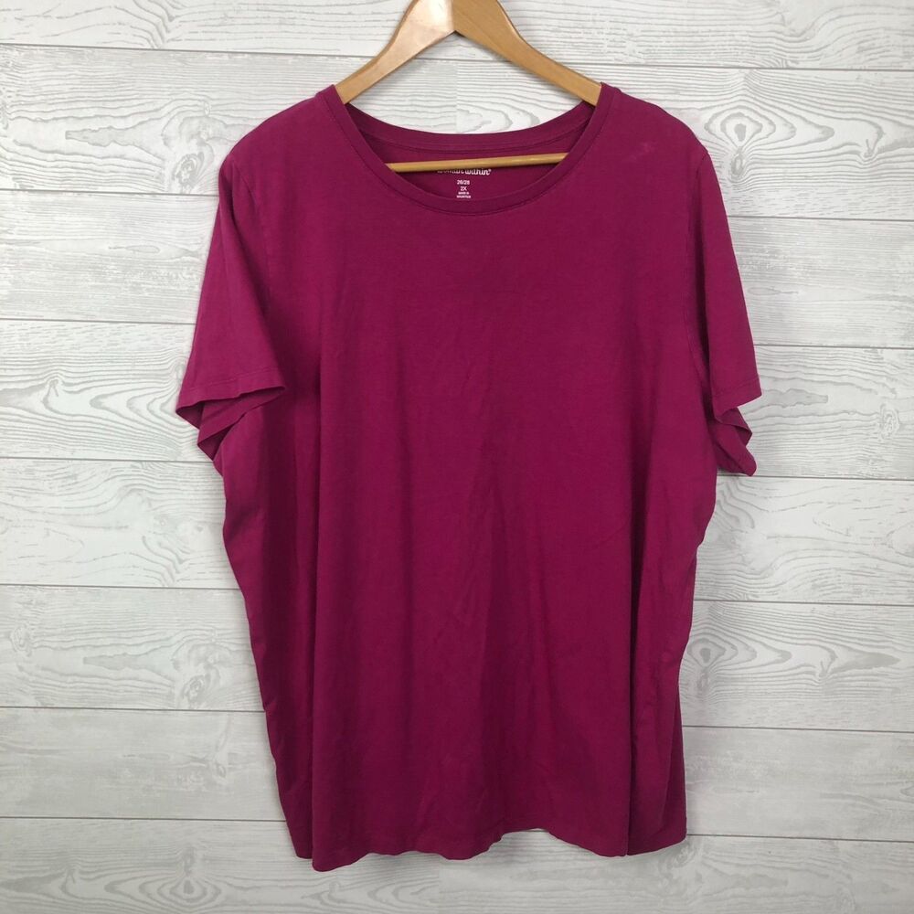 Woman Within Size 2X 26/28 Short Sleeve Tee Shirt 100% Cotton Scoop Neck Casual